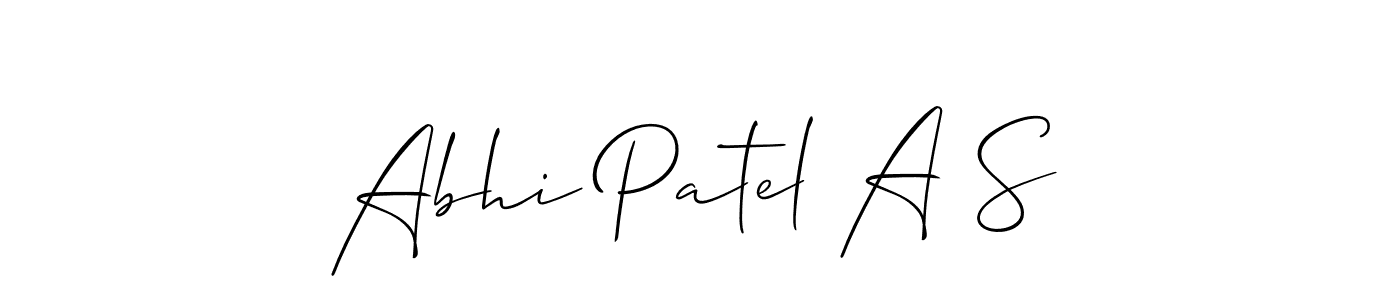 The best way (Allison_Script) to make a short signature is to pick only two or three words in your name. The name Abhi Patel A S include a total of six letters. For converting this name. Abhi Patel A S signature style 2 images and pictures png