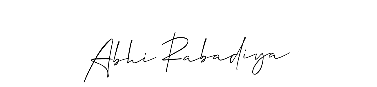 if you are searching for the best signature style for your name Abhi Rabadiya. so please give up your signature search. here we have designed multiple signature styles  using Allison_Script. Abhi Rabadiya signature style 2 images and pictures png