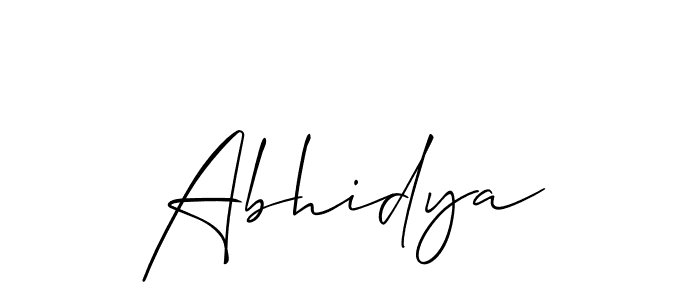 Design your own signature with our free online signature maker. With this signature software, you can create a handwritten (Allison_Script) signature for name Abhidya. Abhidya signature style 2 images and pictures png