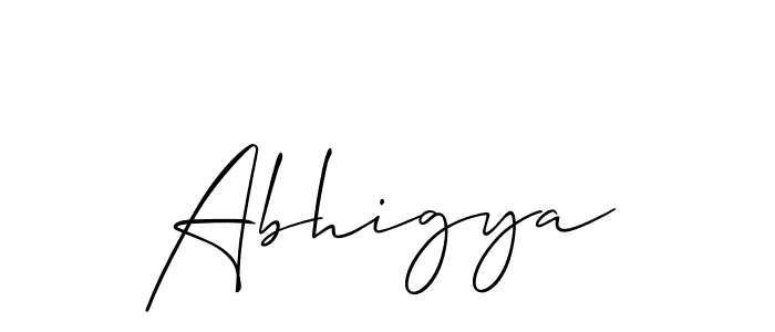 Design your own signature with our free online signature maker. With this signature software, you can create a handwritten (Allison_Script) signature for name Abhigya. Abhigya signature style 2 images and pictures png