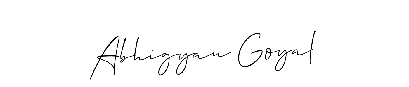 The best way (Allison_Script) to make a short signature is to pick only two or three words in your name. The name Abhigyan Goyal include a total of six letters. For converting this name. Abhigyan Goyal signature style 2 images and pictures png