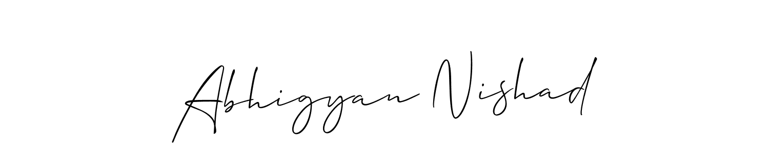 if you are searching for the best signature style for your name Abhigyan Nishad. so please give up your signature search. here we have designed multiple signature styles  using Allison_Script. Abhigyan Nishad signature style 2 images and pictures png