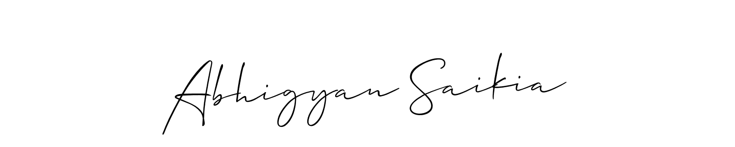 Design your own signature with our free online signature maker. With this signature software, you can create a handwritten (Allison_Script) signature for name Abhigyan Saikia. Abhigyan Saikia signature style 2 images and pictures png