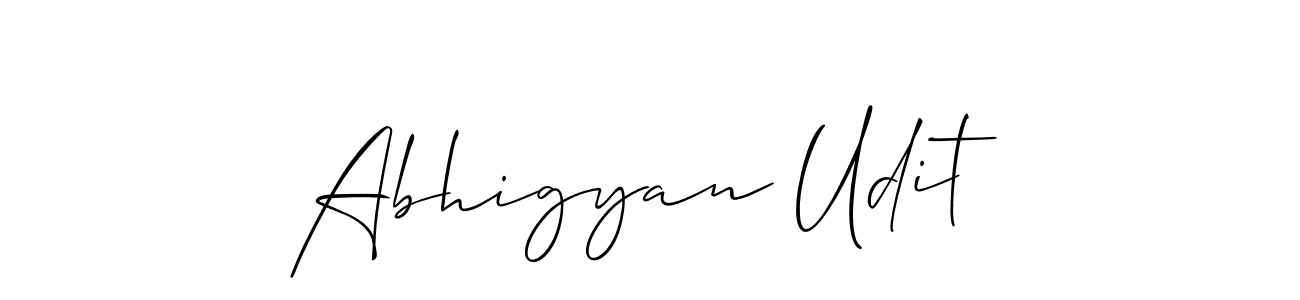 How to make Abhigyan Udit signature? Allison_Script is a professional autograph style. Create handwritten signature for Abhigyan Udit name. Abhigyan Udit signature style 2 images and pictures png