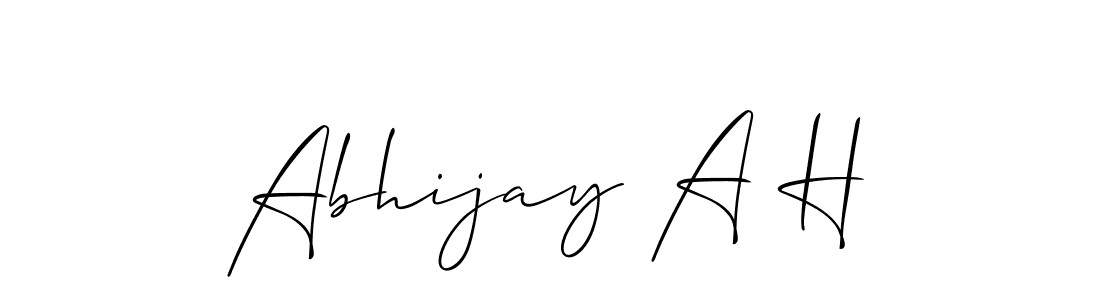 How to make Abhijay A H name signature. Use Allison_Script style for creating short signs online. This is the latest handwritten sign. Abhijay A H signature style 2 images and pictures png
