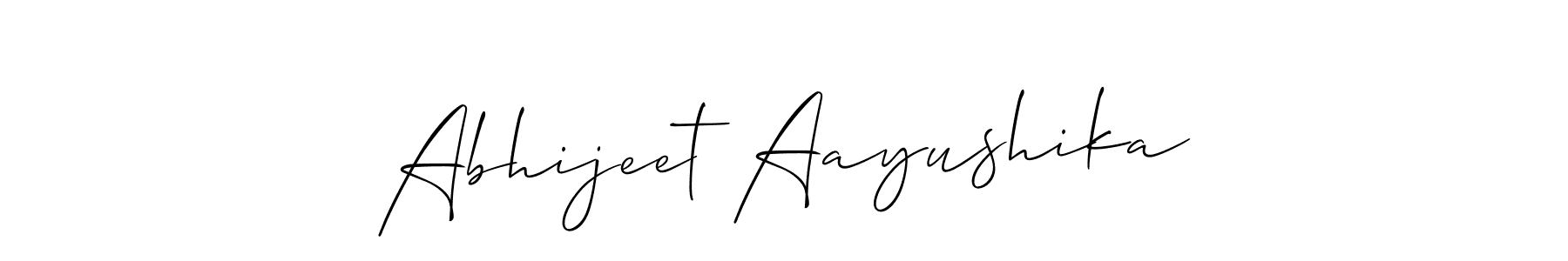 The best way (Allison_Script) to make a short signature is to pick only two or three words in your name. The name Abhijeet Aayushika include a total of six letters. For converting this name. Abhijeet Aayushika signature style 2 images and pictures png