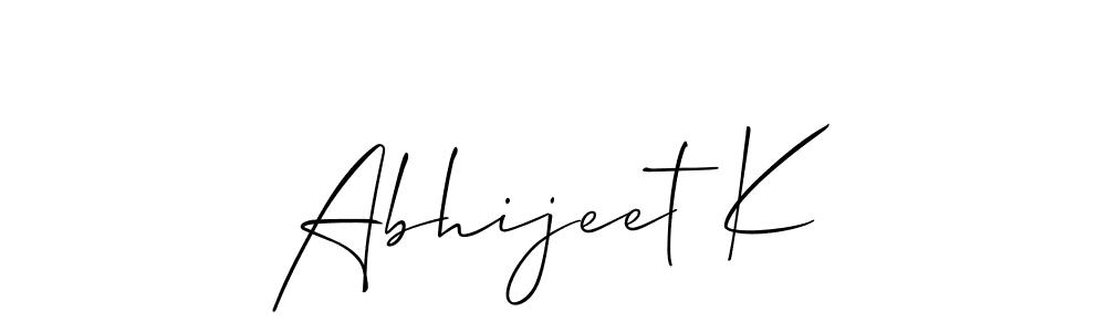How to make Abhijeet K name signature. Use Allison_Script style for creating short signs online. This is the latest handwritten sign. Abhijeet K signature style 2 images and pictures png
