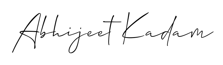 Create a personalized artistic stamp with Abhijeet Kadam in Allison_Script font. Perfect for visual artists, designers, and influencers. Abhijeet Kadam signature style 2 images and pictures png