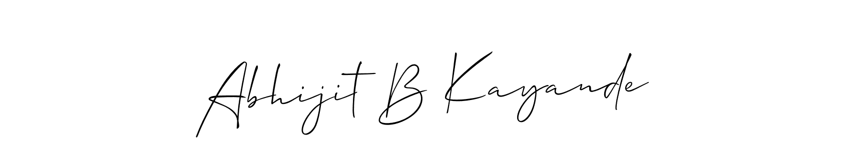 Use a signature maker to create a handwritten signature online. With this signature software, you can design (Allison_Script) your own signature for name Abhijit B Kayande. Abhijit B Kayande signature style 2 images and pictures png