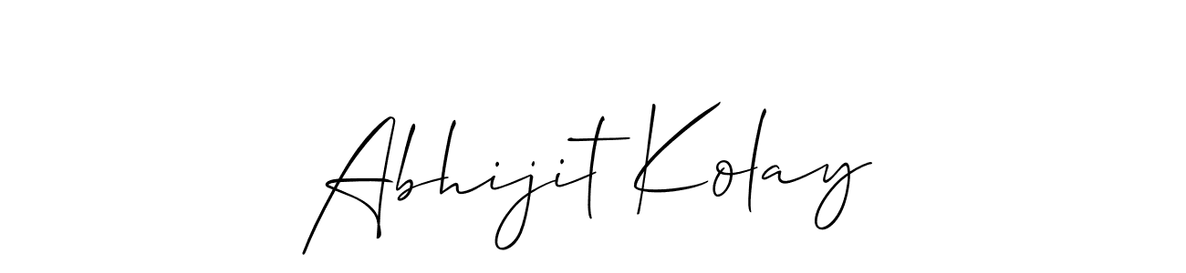 The best way (Allison_Script) to make a short signature is to pick only two or three words in your name. The name Abhijit Kolay include a total of six letters. For converting this name. Abhijit Kolay signature style 2 images and pictures png