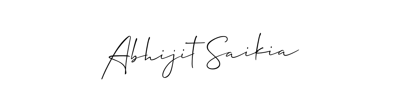 The best way (Allison_Script) to make a short signature is to pick only two or three words in your name. The name Abhijit Saikia include a total of six letters. For converting this name. Abhijit Saikia signature style 2 images and pictures png