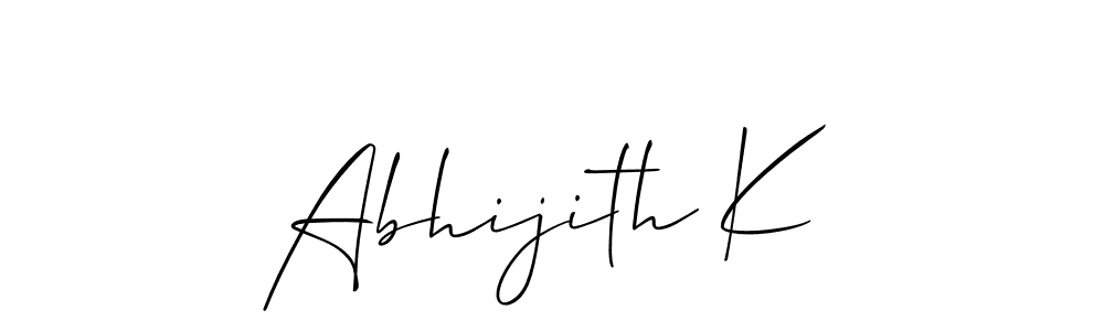 Make a beautiful signature design for name Abhijith K. With this signature (Allison_Script) style, you can create a handwritten signature for free. Abhijith K signature style 2 images and pictures png