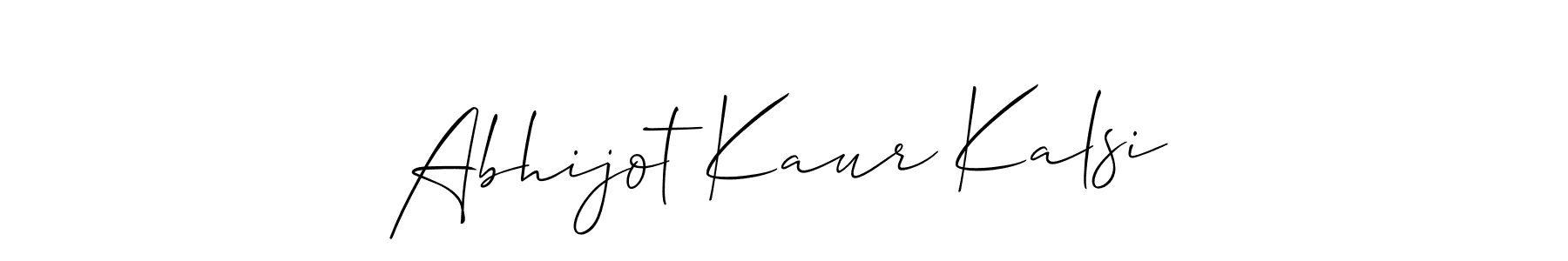 The best way (Allison_Script) to make a short signature is to pick only two or three words in your name. The name Abhijot Kaur Kalsi include a total of six letters. For converting this name. Abhijot Kaur Kalsi signature style 2 images and pictures png