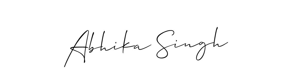 Allison_Script is a professional signature style that is perfect for those who want to add a touch of class to their signature. It is also a great choice for those who want to make their signature more unique. Get Abhika Singh name to fancy signature for free. Abhika Singh signature style 2 images and pictures png