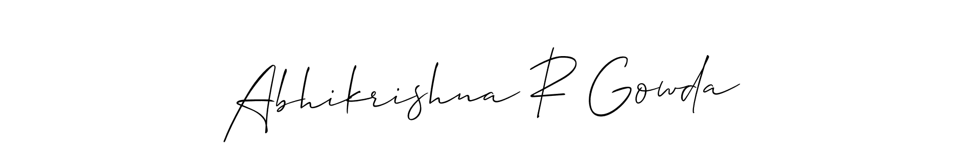 How to make Abhikrishna R Gowda name signature. Use Allison_Script style for creating short signs online. This is the latest handwritten sign. Abhikrishna R Gowda signature style 2 images and pictures png