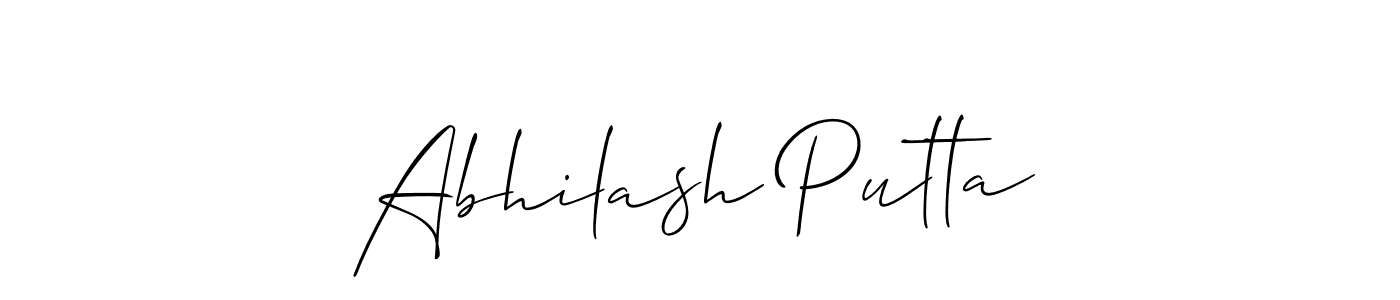 Also You can easily find your signature by using the search form. We will create Abhilash Putta name handwritten signature images for you free of cost using Allison_Script sign style. Abhilash Putta signature style 2 images and pictures png