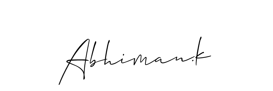 Use a signature maker to create a handwritten signature online. With this signature software, you can design (Allison_Script) your own signature for name Abhiman.k. Abhiman.k signature style 2 images and pictures png