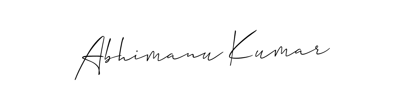 Allison_Script is a professional signature style that is perfect for those who want to add a touch of class to their signature. It is also a great choice for those who want to make their signature more unique. Get Abhimanu Kumar name to fancy signature for free. Abhimanu Kumar signature style 2 images and pictures png