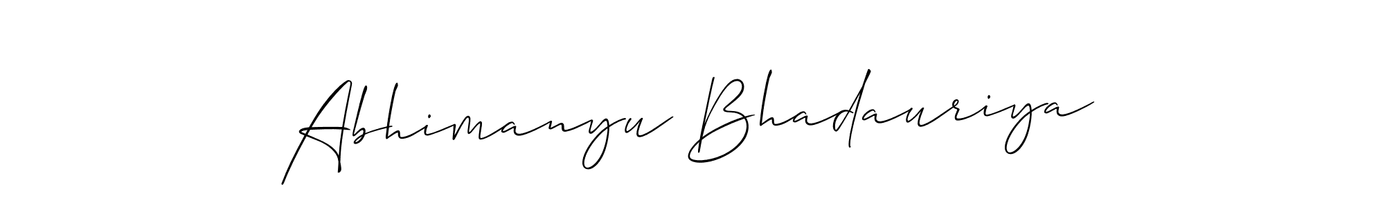 Create a beautiful signature design for name Abhimanyu Bhadauriya. With this signature (Allison_Script) fonts, you can make a handwritten signature for free. Abhimanyu Bhadauriya signature style 2 images and pictures png