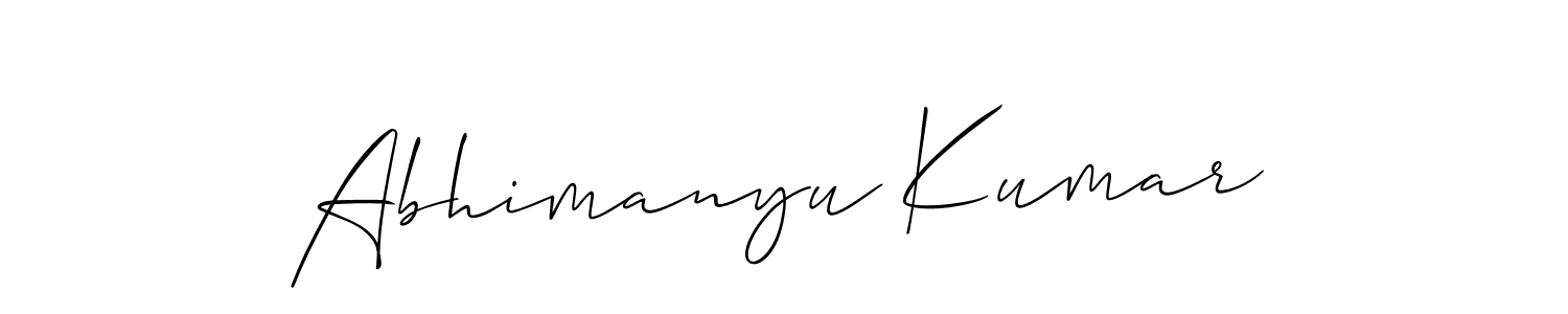 Create a beautiful signature design for name Abhimanyu Kumar. With this signature (Allison_Script) fonts, you can make a handwritten signature for free. Abhimanyu Kumar signature style 2 images and pictures png