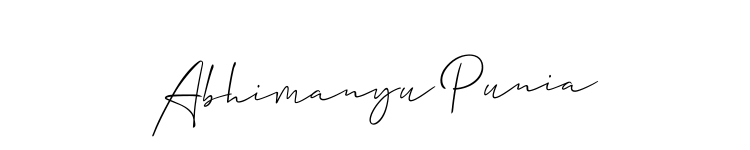 Make a short Abhimanyu Punia signature style. Manage your documents anywhere anytime using Allison_Script. Create and add eSignatures, submit forms, share and send files easily. Abhimanyu Punia signature style 2 images and pictures png