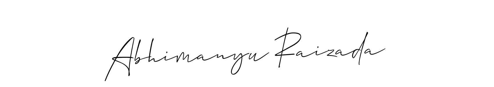 Use a signature maker to create a handwritten signature online. With this signature software, you can design (Allison_Script) your own signature for name Abhimanyu Raizada. Abhimanyu Raizada signature style 2 images and pictures png