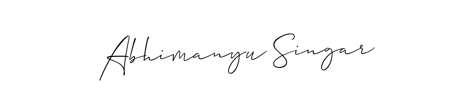 Create a beautiful signature design for name Abhimanyu Singar. With this signature (Allison_Script) fonts, you can make a handwritten signature for free. Abhimanyu Singar signature style 2 images and pictures png