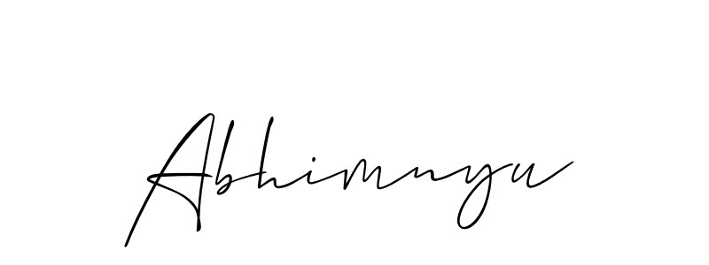 Make a beautiful signature design for name Abhimnyu. With this signature (Allison_Script) style, you can create a handwritten signature for free. Abhimnyu signature style 2 images and pictures png