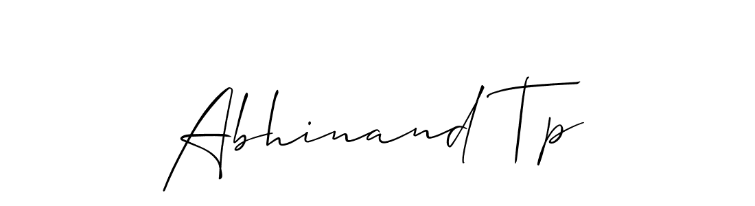 Use a signature maker to create a handwritten signature online. With this signature software, you can design (Allison_Script) your own signature for name Abhinand Tp. Abhinand Tp signature style 2 images and pictures png
