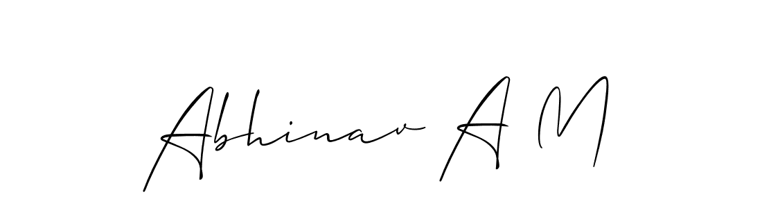 Use a signature maker to create a handwritten signature online. With this signature software, you can design (Allison_Script) your own signature for name Abhinav A M. Abhinav A M signature style 2 images and pictures png