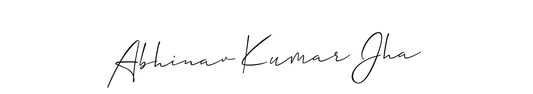 The best way (Allison_Script) to make a short signature is to pick only two or three words in your name. The name Abhinav Kumar Jha include a total of six letters. For converting this name. Abhinav Kumar Jha signature style 2 images and pictures png