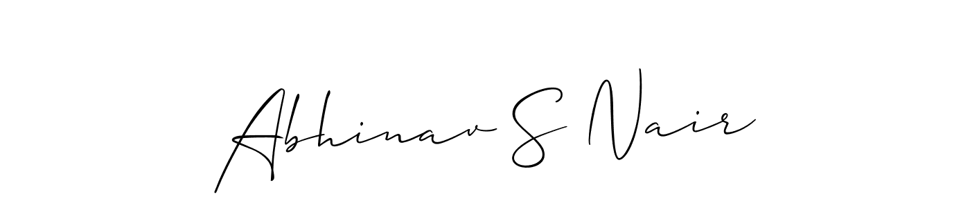 You should practise on your own different ways (Allison_Script) to write your name (Abhinav S Nair) in signature. don't let someone else do it for you. Abhinav S Nair signature style 2 images and pictures png