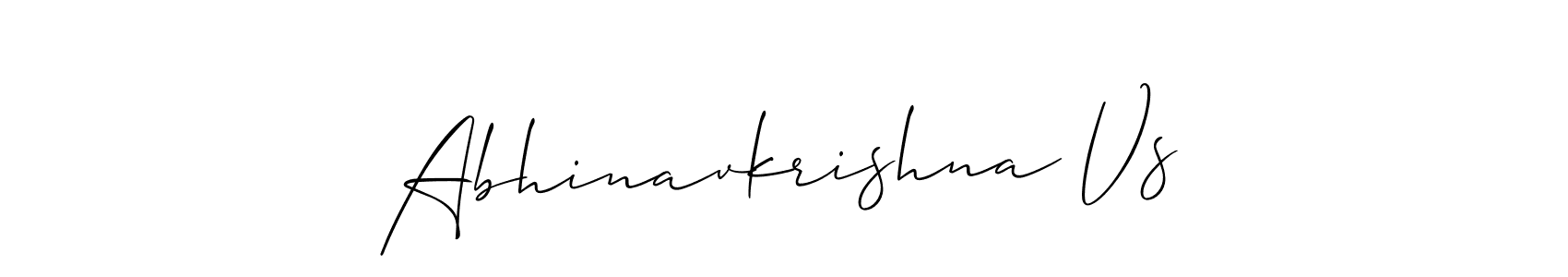 Also we have Abhinavkrishna Vs name is the best signature style. Create professional handwritten signature collection using Allison_Script autograph style. Abhinavkrishna Vs signature style 2 images and pictures png