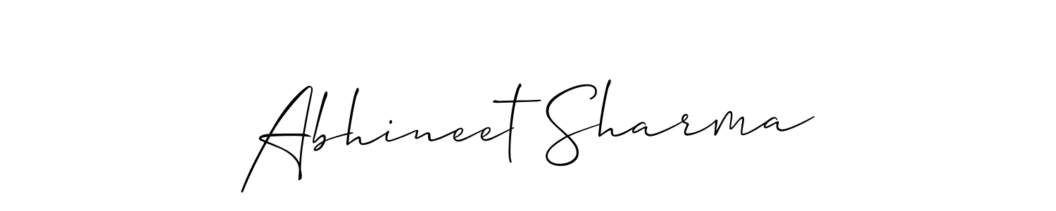 Use a signature maker to create a handwritten signature online. With this signature software, you can design (Allison_Script) your own signature for name Abhineet Sharma. Abhineet Sharma signature style 2 images and pictures png