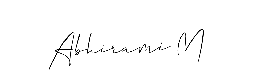 It looks lik you need a new signature style for name Abhirami M. Design unique handwritten (Allison_Script) signature with our free signature maker in just a few clicks. Abhirami M signature style 2 images and pictures png