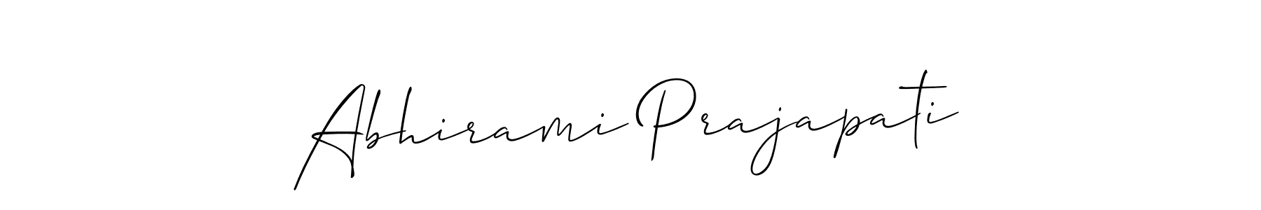 Allison_Script is a professional signature style that is perfect for those who want to add a touch of class to their signature. It is also a great choice for those who want to make their signature more unique. Get Abhirami Prajapati name to fancy signature for free. Abhirami Prajapati signature style 2 images and pictures png