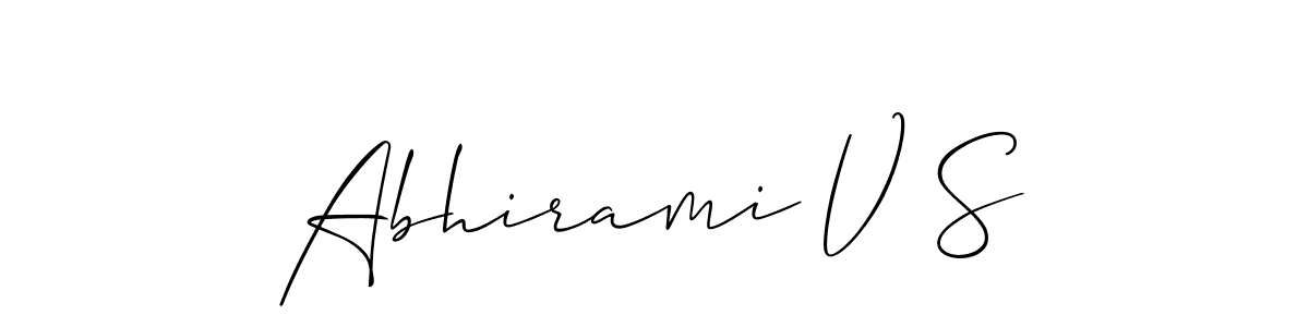 Also You can easily find your signature by using the search form. We will create Abhirami V S name handwritten signature images for you free of cost using Allison_Script sign style. Abhirami V S signature style 2 images and pictures png