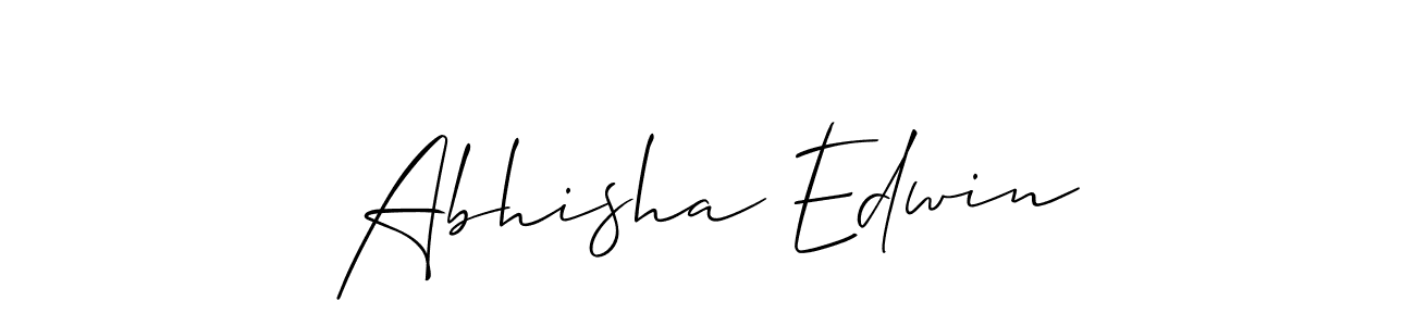 The best way (Allison_Script) to make a short signature is to pick only two or three words in your name. The name Abhisha Edwin include a total of six letters. For converting this name. Abhisha Edwin signature style 2 images and pictures png