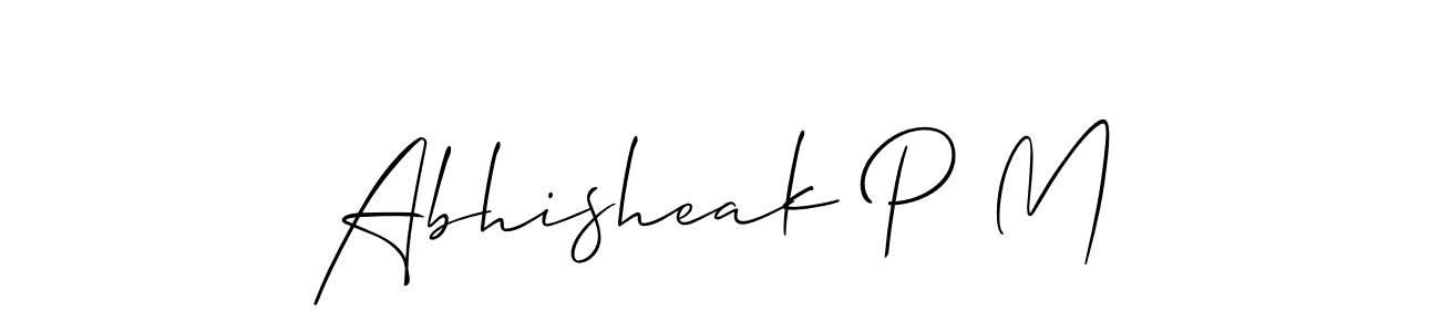 Design your own signature with our free online signature maker. With this signature software, you can create a handwritten (Allison_Script) signature for name Abhisheak P M. Abhisheak P M signature style 2 images and pictures png