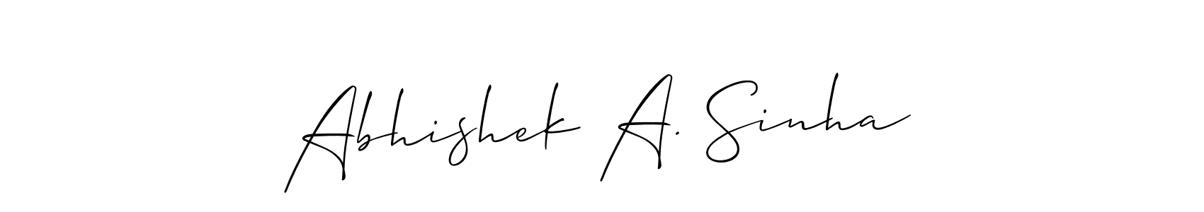 It looks lik you need a new signature style for name Abhishek A. Sinha. Design unique handwritten (Allison_Script) signature with our free signature maker in just a few clicks. Abhishek A. Sinha signature style 2 images and pictures png