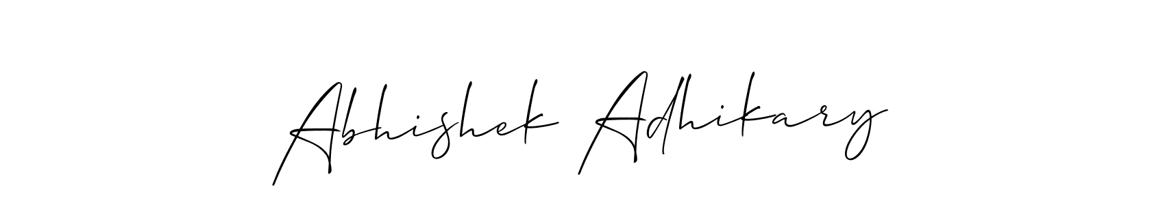 How to make Abhishek Adhikary name signature. Use Allison_Script style for creating short signs online. This is the latest handwritten sign. Abhishek Adhikary signature style 2 images and pictures png