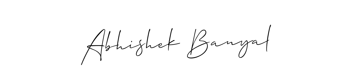 How to make Abhishek Banyal name signature. Use Allison_Script style for creating short signs online. This is the latest handwritten sign. Abhishek Banyal signature style 2 images and pictures png