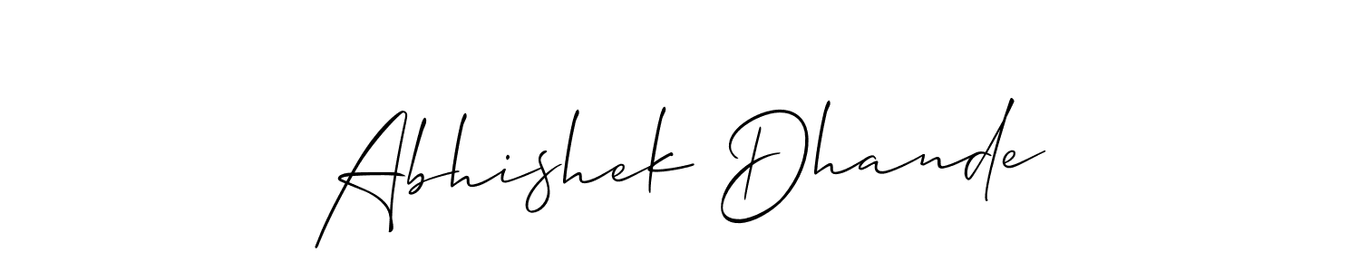 The best way (Allison_Script) to make a short signature is to pick only two or three words in your name. The name Abhishek Dhande include a total of six letters. For converting this name. Abhishek Dhande signature style 2 images and pictures png