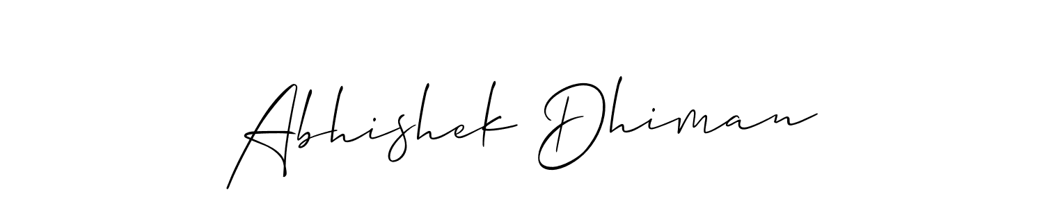 How to make Abhishek Dhiman signature? Allison_Script is a professional autograph style. Create handwritten signature for Abhishek Dhiman name. Abhishek Dhiman signature style 2 images and pictures png