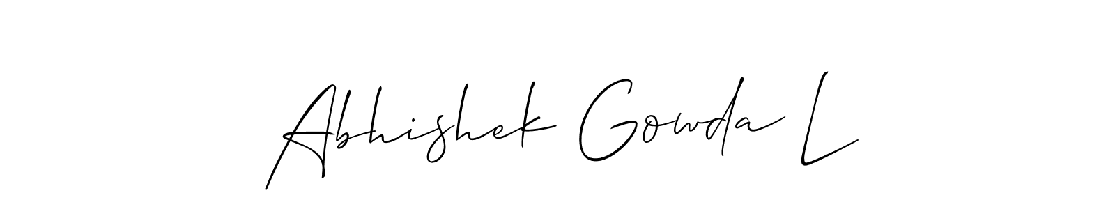 Also You can easily find your signature by using the search form. We will create Abhishek Gowda L name handwritten signature images for you free of cost using Allison_Script sign style. Abhishek Gowda L signature style 2 images and pictures png
