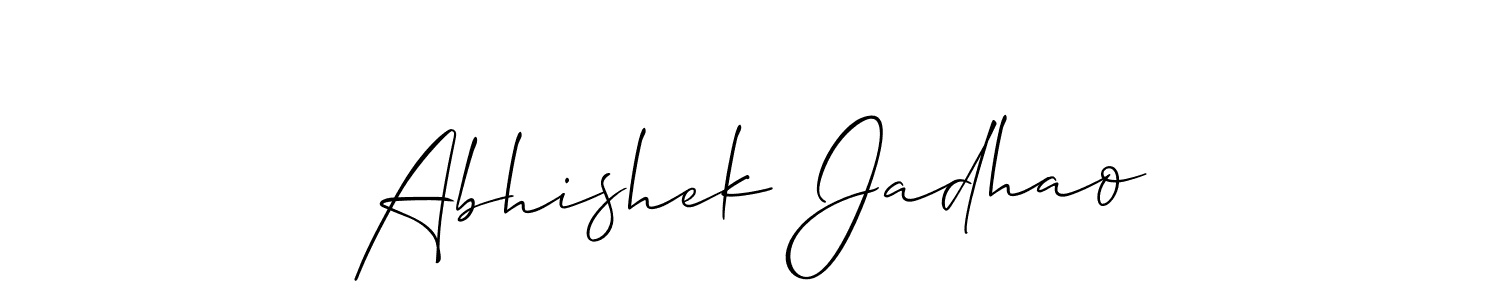 This is the best signature style for the Abhishek Jadhao name. Also you like these signature font (Allison_Script). Mix name signature. Abhishek Jadhao signature style 2 images and pictures png
