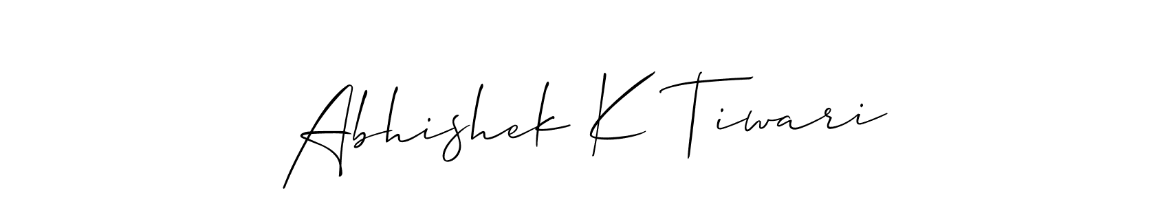 You should practise on your own different ways (Allison_Script) to write your name (Abhishek K Tiwari) in signature. don't let someone else do it for you. Abhishek K Tiwari signature style 2 images and pictures png