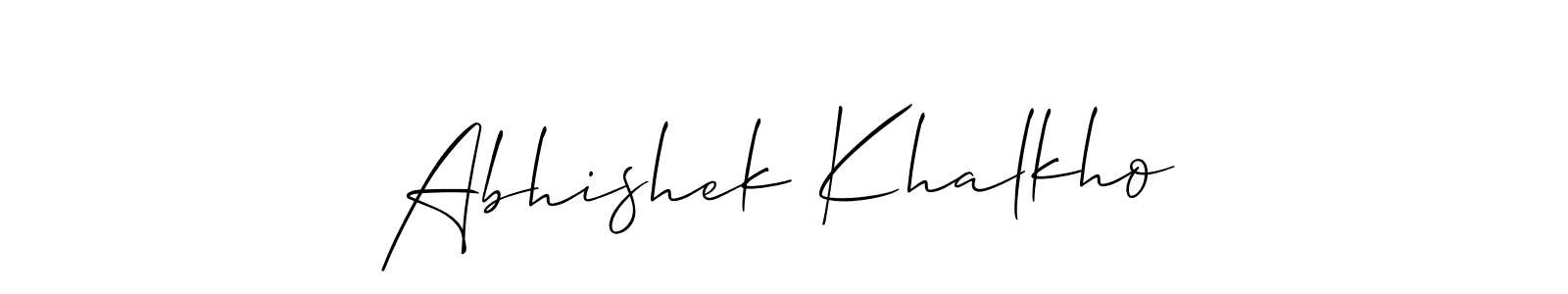 if you are searching for the best signature style for your name Abhishek Khalkho. so please give up your signature search. here we have designed multiple signature styles  using Allison_Script. Abhishek Khalkho signature style 2 images and pictures png