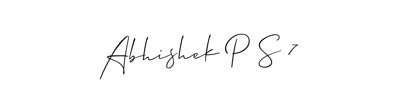 Also You can easily find your signature by using the search form. We will create Abhishek P S 7 name handwritten signature images for you free of cost using Allison_Script sign style. Abhishek P S 7 signature style 2 images and pictures png