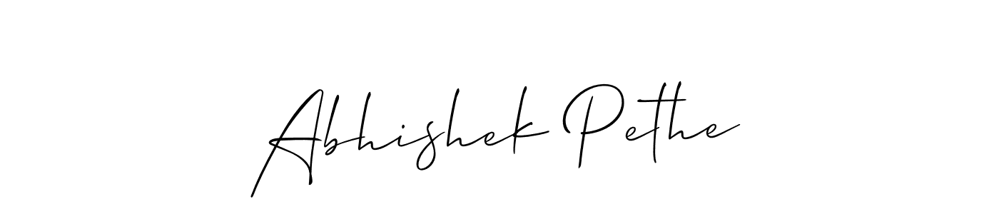 You should practise on your own different ways (Allison_Script) to write your name (Abhishek Pethe) in signature. don't let someone else do it for you. Abhishek Pethe signature style 2 images and pictures png